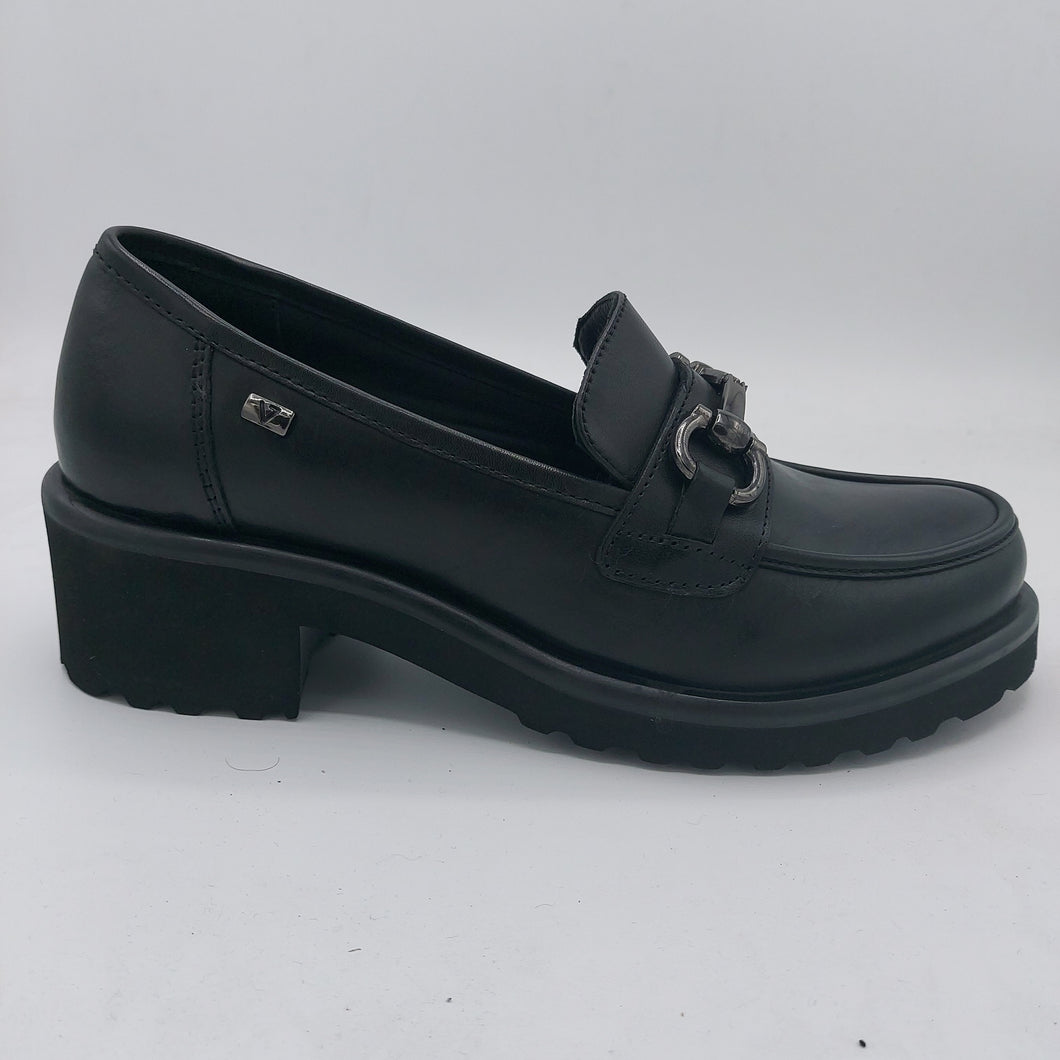 Valleverde 28M100 nero mocassino donna in pelle con morsetto decorativo e suola gomma micro