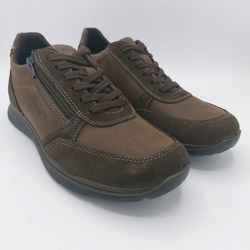 Enval 4717133 caffè sneakers uomo stringate in nabuk con dettagli in pelle scamosciata con zip elaterale e suola in gomma con sistema antishock