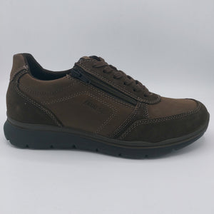 Enval 4717133 caffè sneakers uomo stringate in nabuk con dettagli in pelle scamosciata con zip elaterale e suola in gomma con sistema antishock