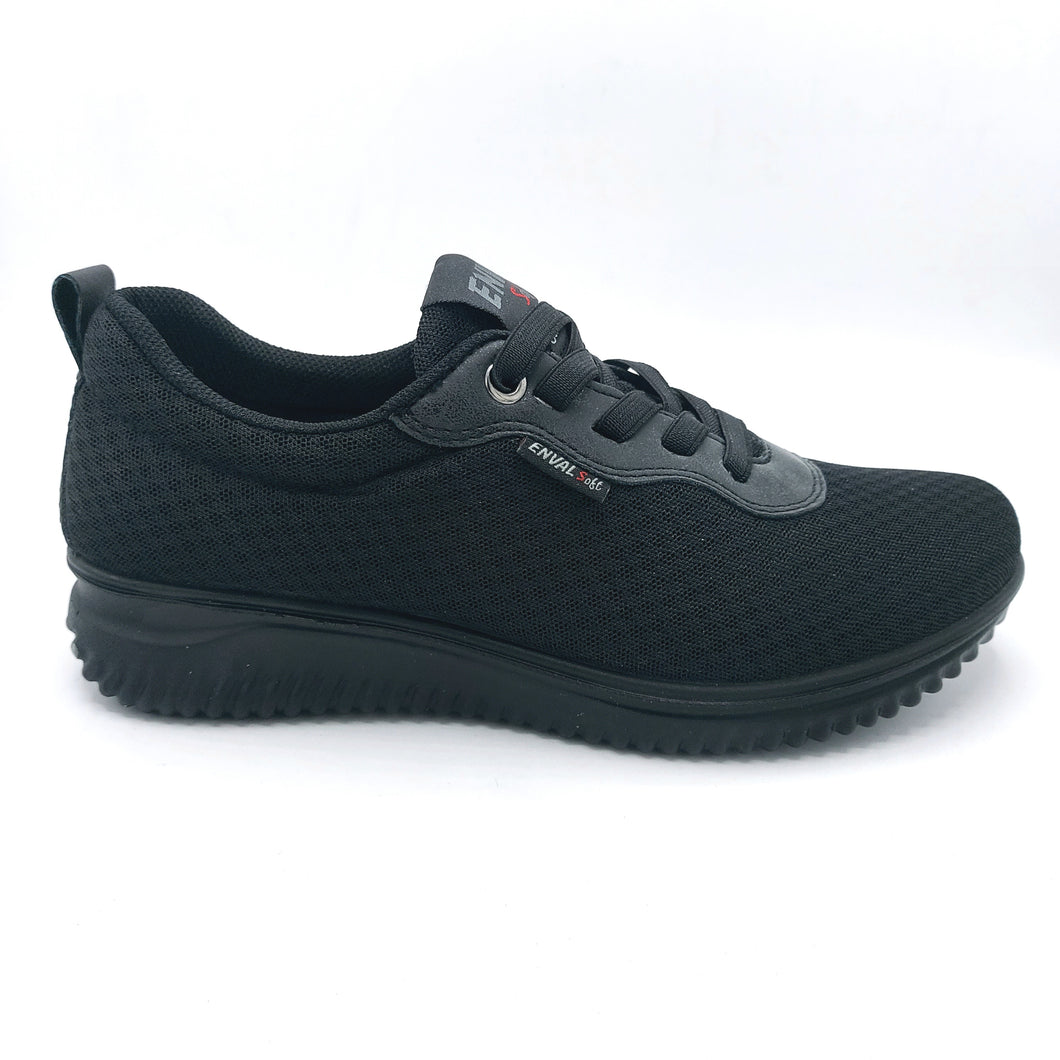 Enval 5764700 nero sneakers donna con forma ampia in tessuto e lacci elasticizzati con soletta estraibile in memory foam