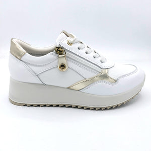 Enval 5772833 bianco sneakers donna in pelle con lacci e zip . Soletta estraibile in memory foam