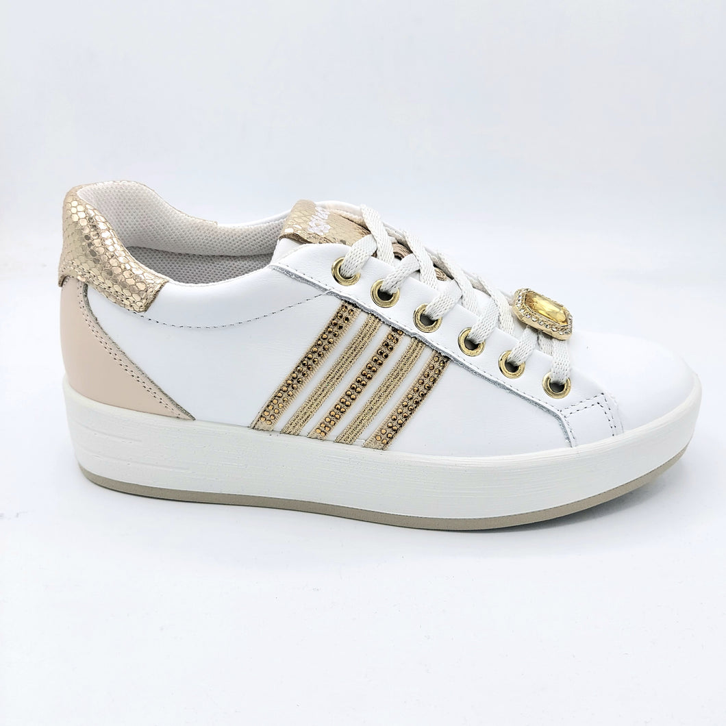 Igi&co 5657211 bianco nude Sneakers donna in pelle con accessorio removibile e soletta estraibile