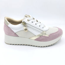 Carica l&#39;immagine nel visualizzatore di Gallery, Enval 5772811 bianco e rosa sneakers donna in pelle tessuto e pelle scamosciata con lacci e cerniera
