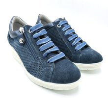 Carica l&#39;immagine nel visualizzatore di Gallery, Enval 5758622 blu sneakers donna con lacci e zip in pelle scamosciata
