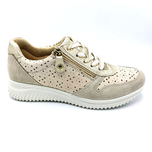 Carica l&#39;immagine nel visualizzatore di Gallery, Enval 5764433 beige sneakers donna con tomaia traforata dotata di zip e lacci
