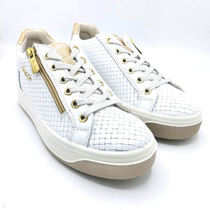 Igi&co 5658100 bianco sneaker donna stringata dotata anche di zip in pelle effetto intreccio