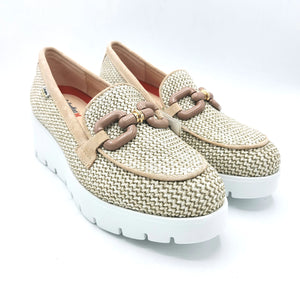 Callaghan 32111 nude mocassino donna in raffia con soletta estraibile e zeppa alta 5,5 cm