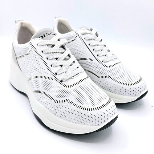 Igi&co 5664600 bianco sneakers donna stringata in pelle lavorata a laser