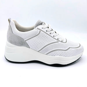 Igi&co 5664600 bianco sneakers donna stringata in pelle lavorata a laser