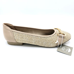 Tamaris 1-22112-42 beige ballerina in raffia con morsetto color oro