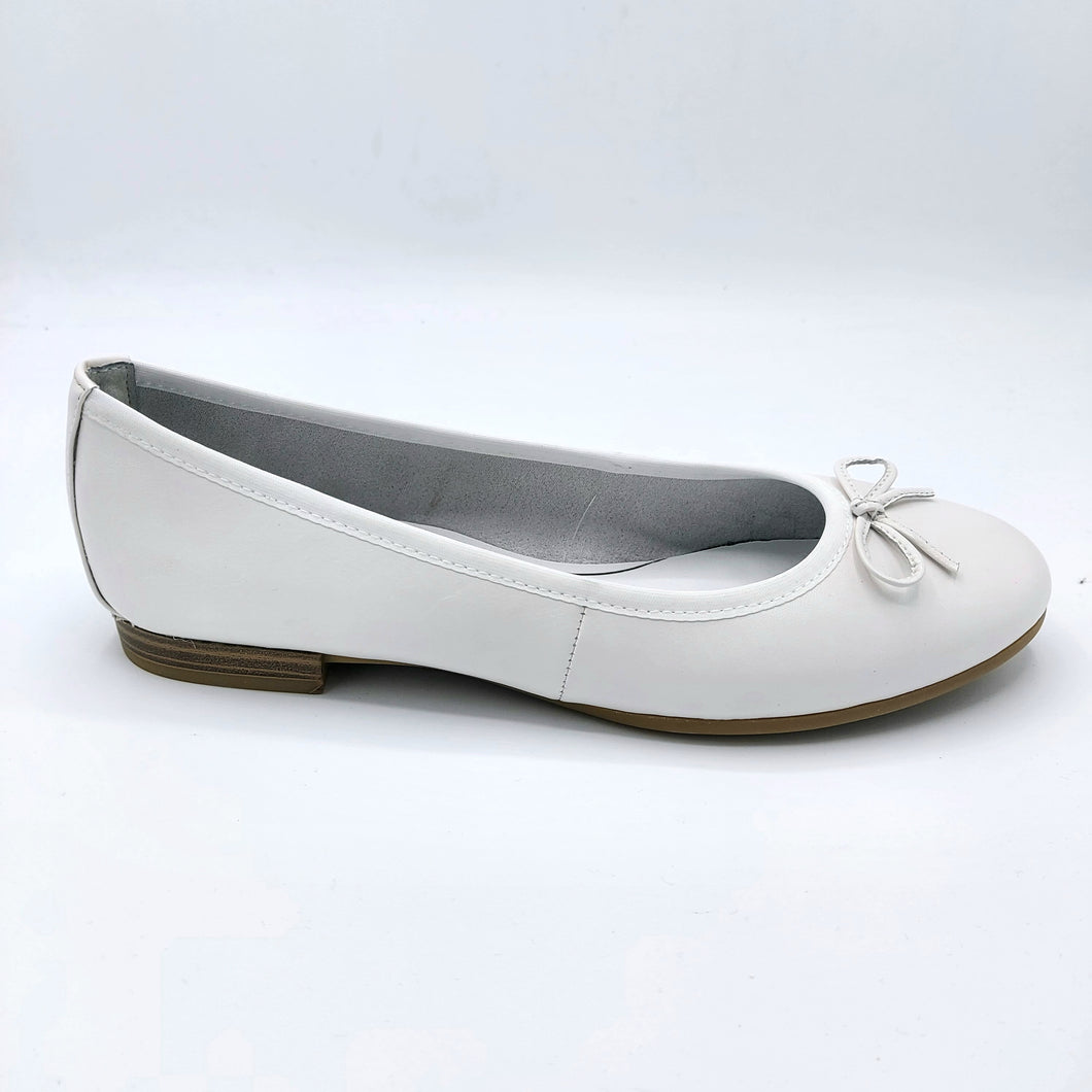 Tamaris 1-22116-41 bianco ballerina in pelle con fiocchetto