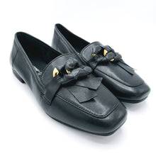 Carica l&#39;immagine nel visualizzatore di Gallery, Valleverde 28M502 nero mocassino basso donna in pelle con accessorio rivestito
