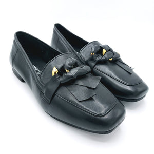 Valleverde 28M502 nero mocassino basso donna in pelle con accessorio rivestito