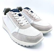 Carica l&#39;immagine nel visualizzatore di Gallery, Enval 5725711 bianco sneakers uomo in pelle con riporti in pelle scamosciata e dotata di zip e lacci
