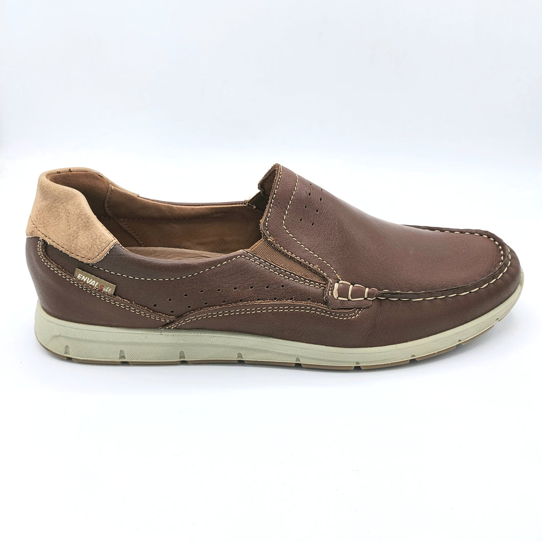 Enval 5716011 marrone mocassino uomo in pelle con plantare estraibile e suola con sistema antishock