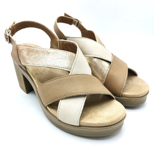 Igi&co 5676244 beige sandalo con tacco largo di 7 cm e tomaia e fodera pelle