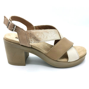 Igi&co 5676244 beige sandalo con tacco largo di 7 cm e tomaia e fodera pelle