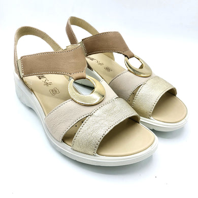 Enval 7776733 beige sandalo linea comoda in pelle con sottopiede imbottito e suola con sistema antishock