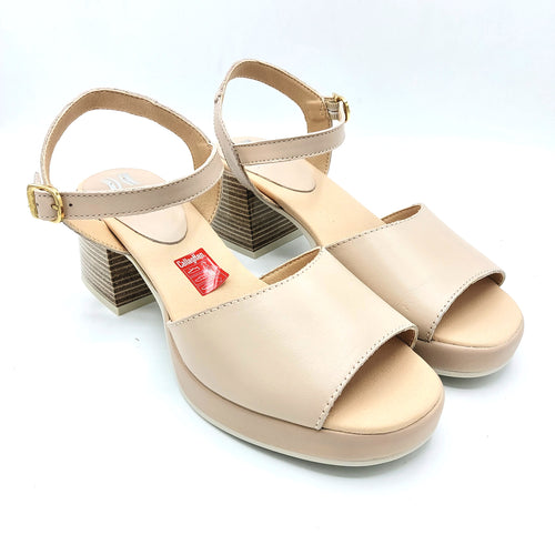 Callaghan 33500 nude sandali donna in pelle con tacco largo e plateau di 2 cm