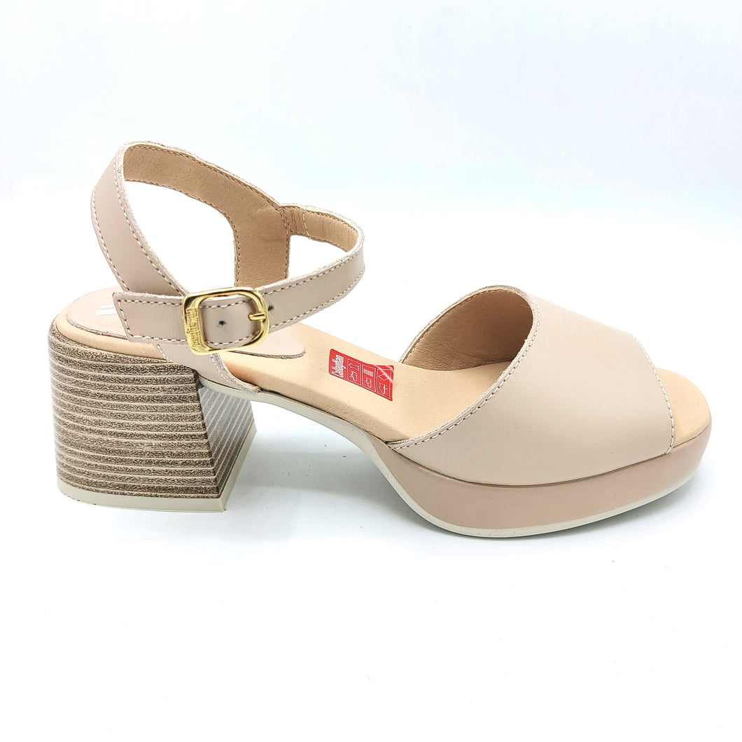 Callaghan 33500 nude sandali donna in pelle con tacco largo e plateau di 2 cm