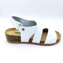 Carica l'immagine nel visualizzatore di Gallery, BioNatura 12A2390 bianco sandali donna in pelle con sottopiede anatomico e chiusura a strappo
