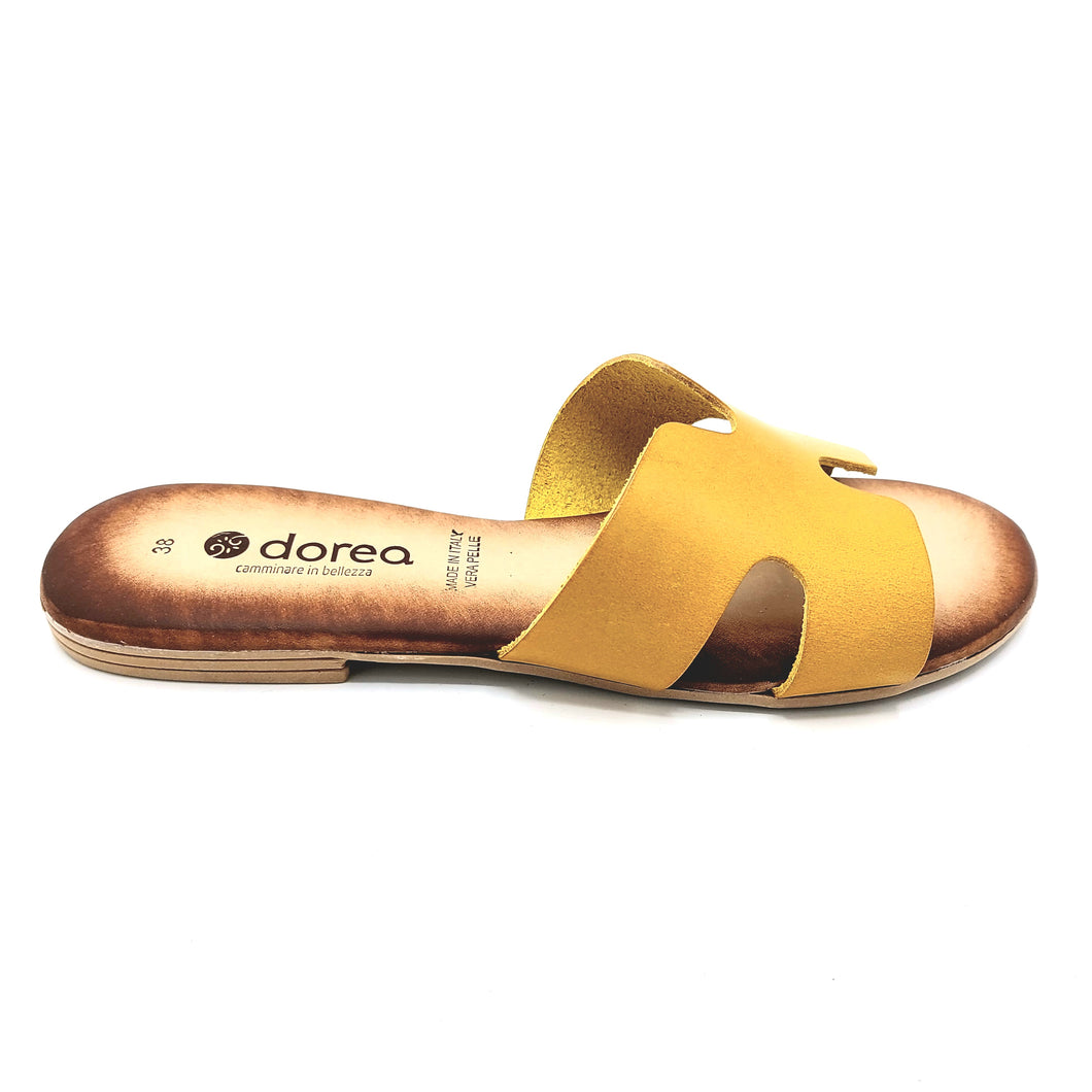 Dorea MH102 giallo ciabattina bassa in pelle con sottopiede imbottito