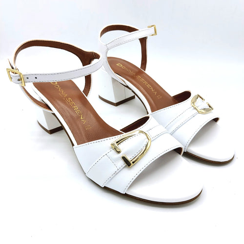 Donna serena 475206DP bianco sandalo donna in pelle con braccialetto e tacco di 6 cm