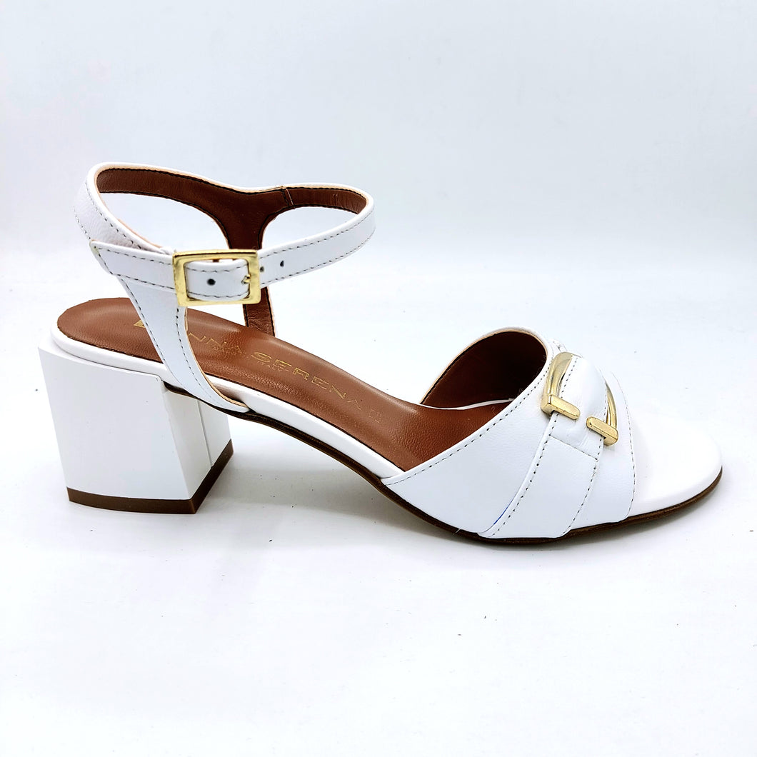 Donna serena 475206DP bianco sandalo donna in pelle con braccialetto e tacco di 6 cm