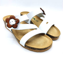 Carica l&#39;immagine nel visualizzatore di Gallery, BioNatura 12A2038 bianco ciabatta donna in pelle con sottopiede imbottito in pelle
