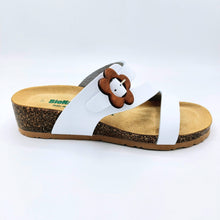 Carica l&#39;immagine nel visualizzatore di Gallery, BioNatura 12A2038 bianco ciabatta donna in pelle con sottopiede imbottito in pelle

