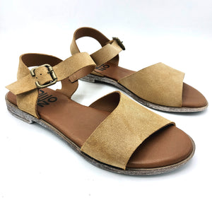 Bueno WA3011 beige sandali bassi in camoscio con cinturino regolabile