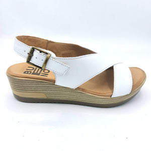 Bueno WL3300 bianco sandalo donna in pelle con zeppa di 5 cm