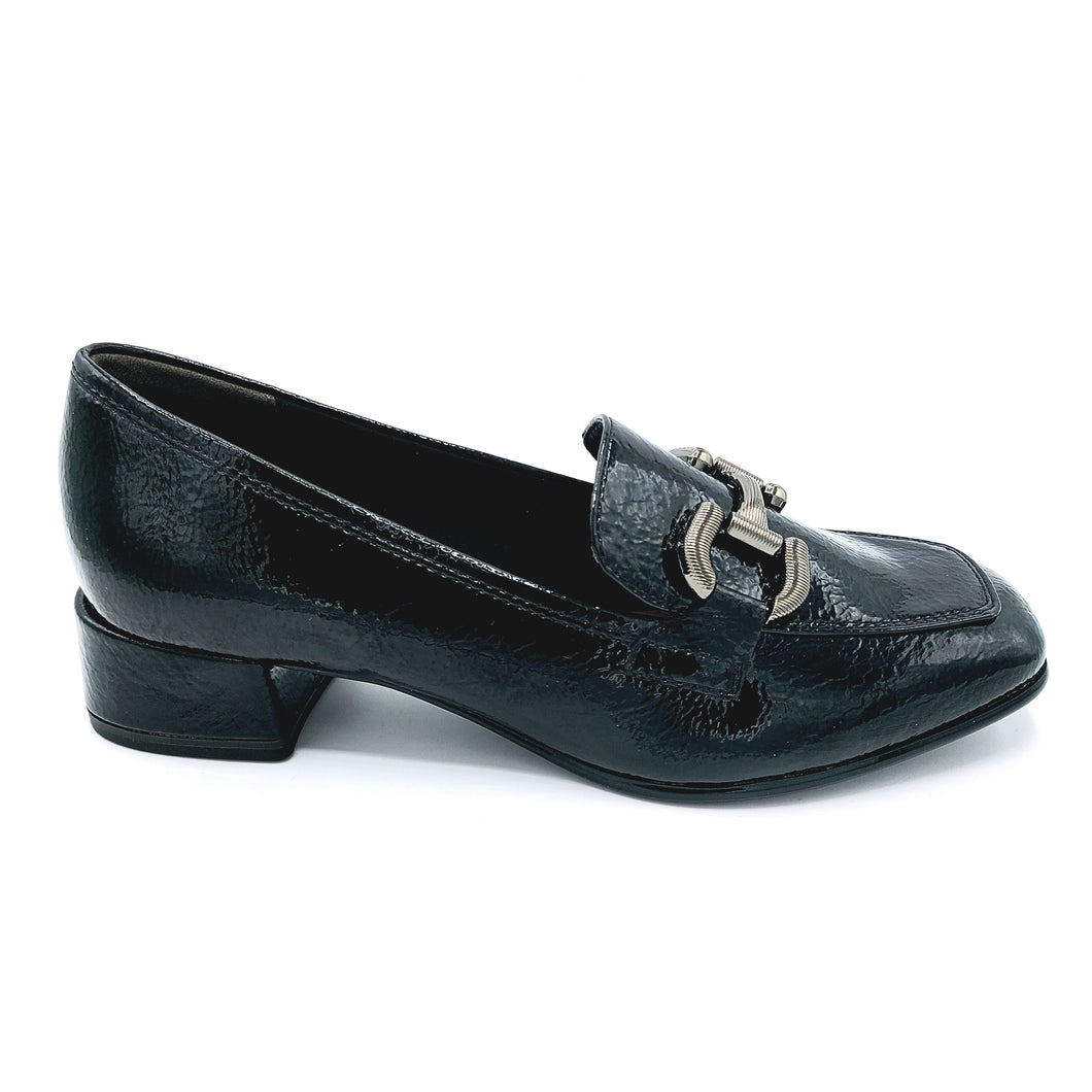 Tamaris 1-24316-43 nero mocassino donna vegan in naplak con tacco di 3,5 cm e morsetto frontale