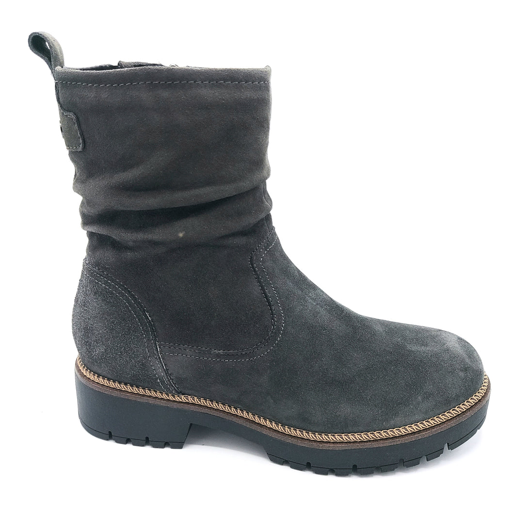 Tamaris 1-25412-43 grigio stivaletto donna in pelle scamosciata con leggera arricciatura al gambale e zip laterale