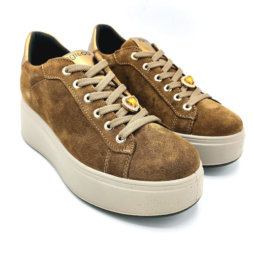 Igi&co 6672222 cognac sneakers donna stringata in camoscio con accessorio removibile fontale