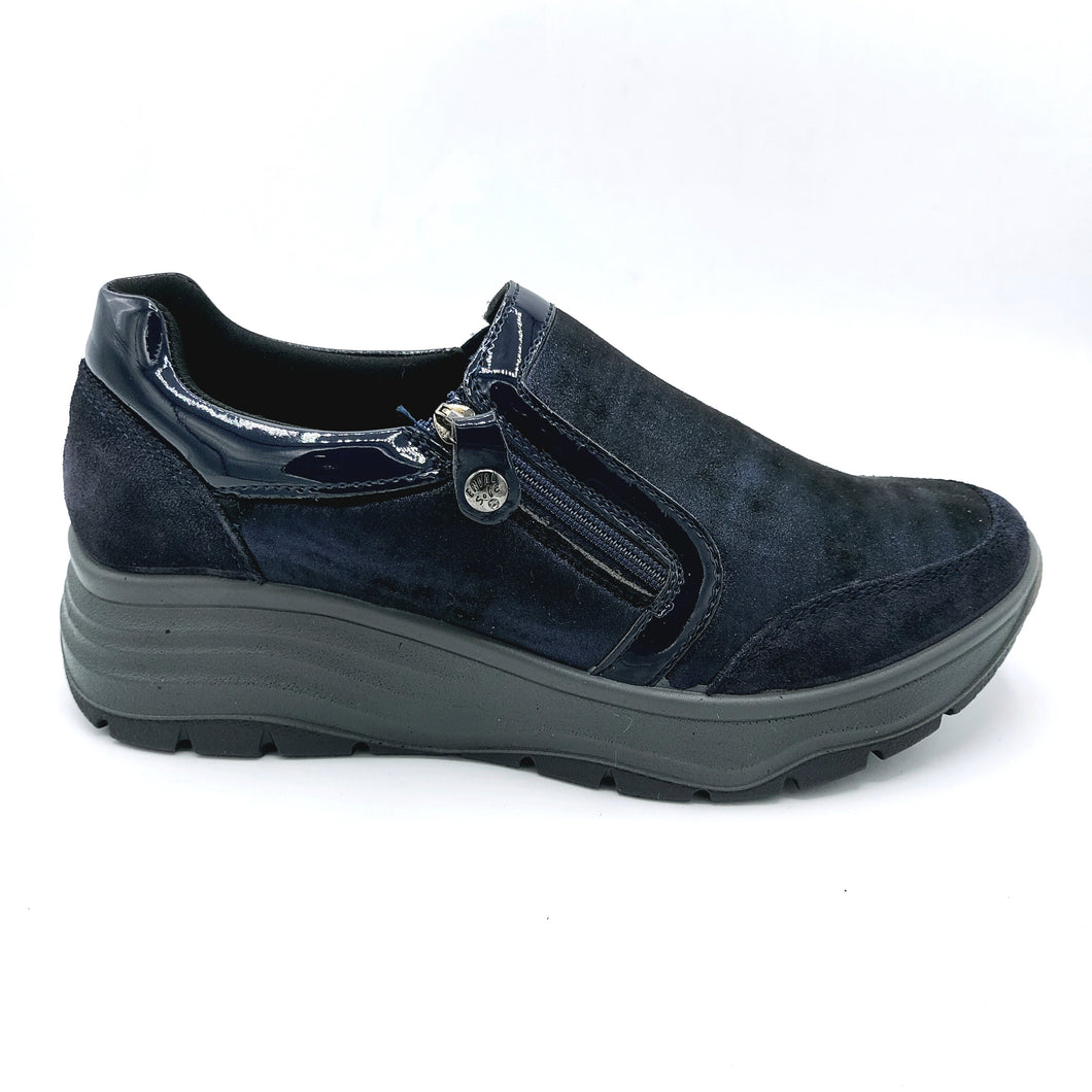 Enval 6776211 blu sneakers donna in pelle scamosciata, dotata di zip con forma ampia