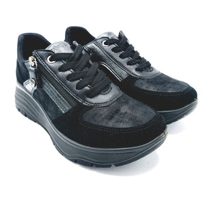 Enval 6776500 nero sneakers donna con zip e lacci con soletta estraibile in memory foam