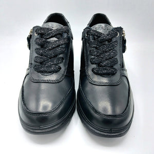 Enval 6764700 nero sneakers in pelle con zeppa dotata di lacci e cerniera