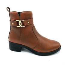 Carica l&#39;immagine nel visualizzatore di Gallery, Enval 6750333 cognac stivaletto donna in pelle con zip laterale e fibbia decorativa 
