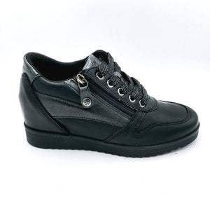 Enval 6771100 nero sneakers con lacci e cerniera con zeppa interna e soletta estraibile in memory foam