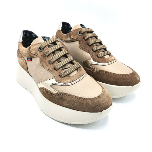 Callaghan 60301 visone sneaker donna in pelle e camoscio con lacci, e suola con sistema adaptaction 