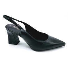 Carica l'immagine nel visualizzatore di Gallery, Tamaris 1-29633-44 nero slingback con punta affusolata in pelle e tacco largo da 8 cm 
