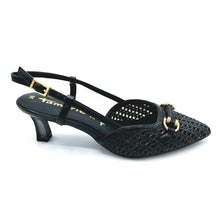 Carica l'immagine nel visualizzatore di Gallery, Tamaris 1-29634-44 nero slingback in raffia con fodera rete e tacco 55 mm
