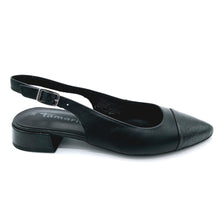 Carica l'immagine nel visualizzatore di Gallery, Tamaris 1-9400-44 nero slingback in pelle con tacco da  cm. Dotato di sottopiede imbottito e una suola in gomma antiscivolo
