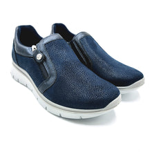 Carica l&#39;immagine nel visualizzatore di Gallery, Enval 7767111 blu scarpa in tessuto con zip laterale dotata di una pianta larga e di una soletta estraibile in memory foam

