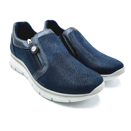Enval 7767111 blu scarpa in tessuto con zip laterale dotata di una pianta larga e di una soletta estraibile in memory foam