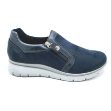 Carica l&#39;immagine nel visualizzatore di Gallery, Enval 7767111 blu scarpa in tessuto con zip laterale dotata di una pianta larga e di una soletta estraibile in memory foam
