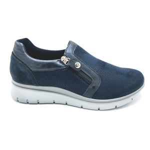 Enval 7767111 blu scarpa in tessuto con zip laterale dotata di una pianta larga e di una soletta estraibile in memory foam