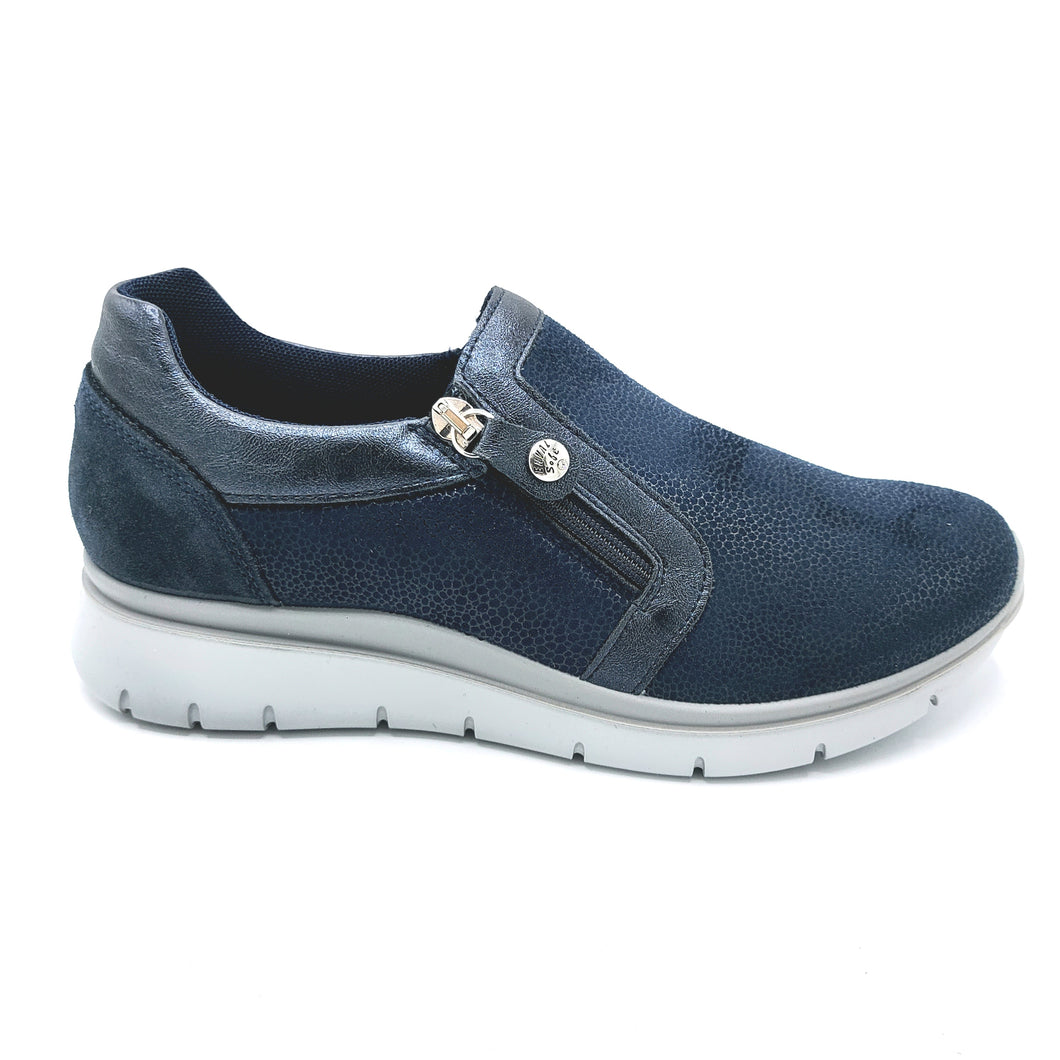Enval 7767111 blu scarpa in tessuto con zip laterale dotata di una pianta larga e di una soletta estraibile in memory foam