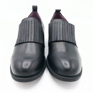 Bueno WZ7403 nero mocassino in pelle con elastico sul collo e soletta in pelle imbottita